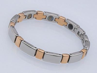 S1186 - Edelstahl Magnetarmband mit Gold und Silber-Look